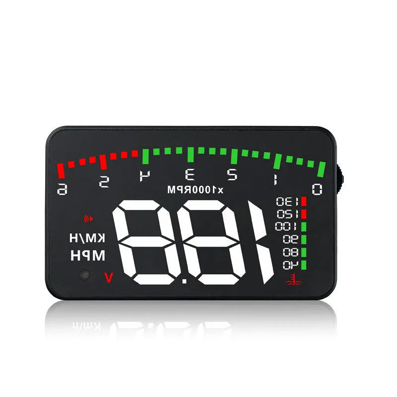 Automotive HD speed projector display with 3.5 inch LED screen, OBD interface, and compact dark housing