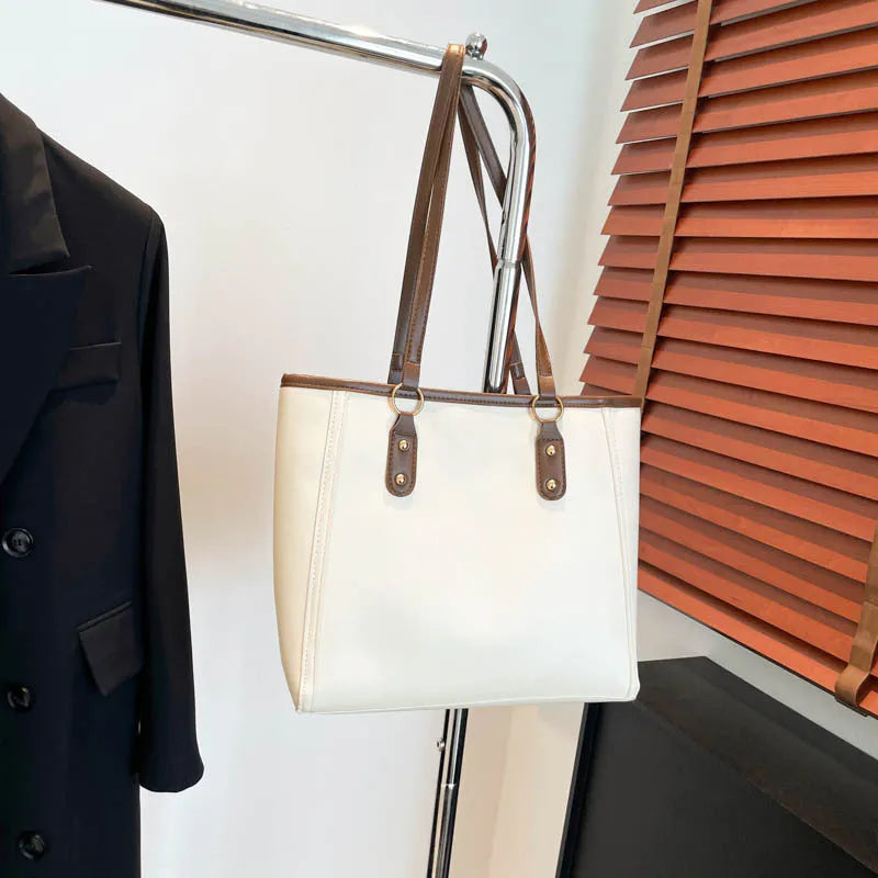 Korean style square shoulder underarm crossbody bag in PU leather, showing sandwich pocket detail.