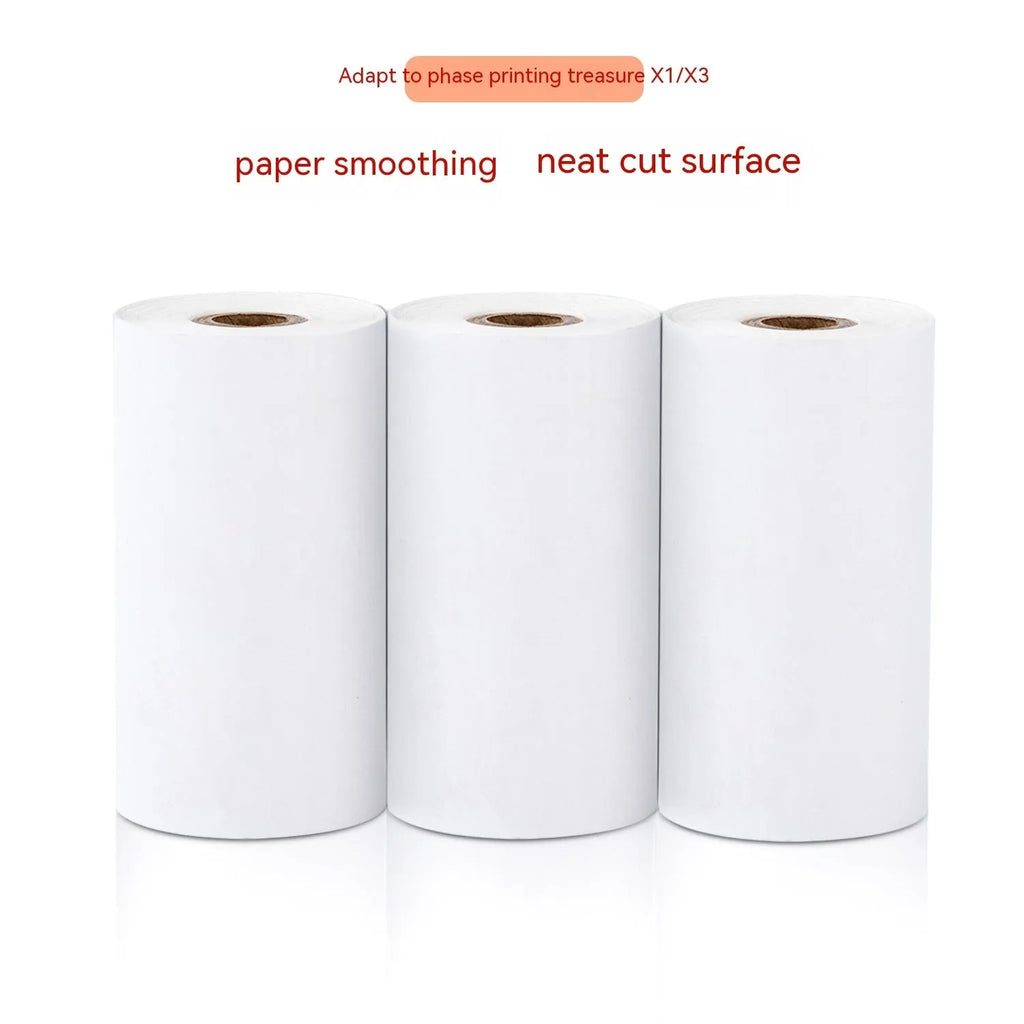 Three rolls of 57mm thermal paper in packaging for small thermal printers