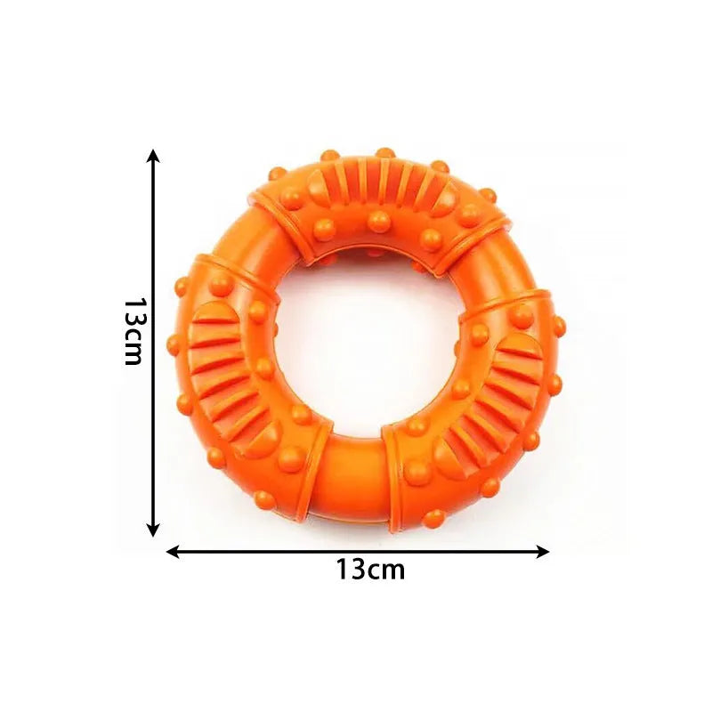 Blue, orange, and red hollow dog fetching stick toy for safe chew and retrieve games.