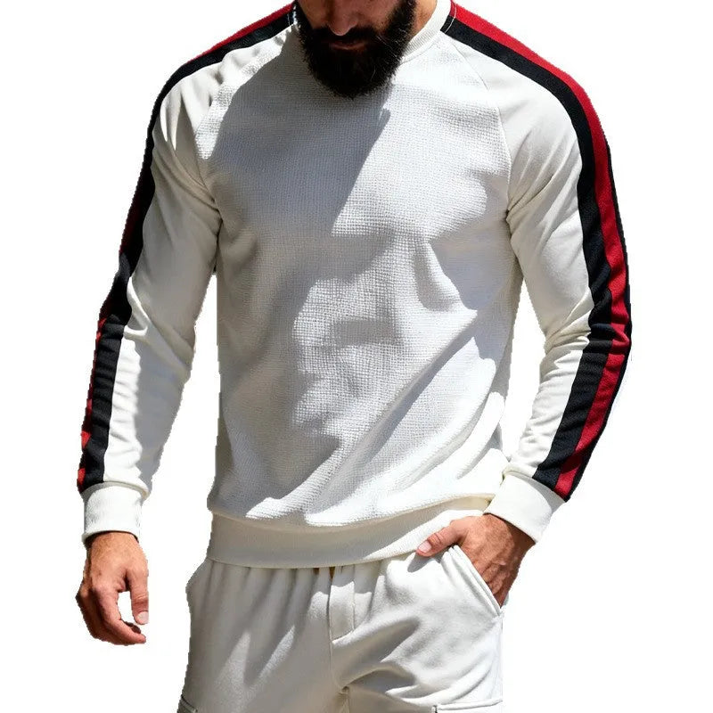Men's long sleeve striped hoodie in loose fit, polyester, six colours, sizes S to XXXL