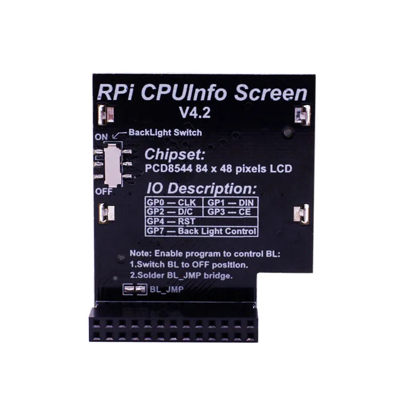 Small 1.6 inch LCD display module for Raspberry Pi with a visible backlight switch on the side.