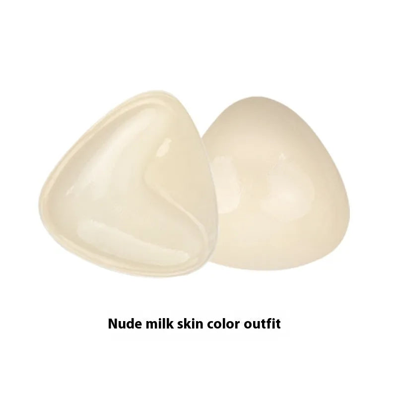 Double sided adhesive silicone bra inserts for push up lift in nude shades, reusable and water resistant