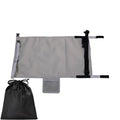 Portable blue children's aircraft pedal seat extender with extension device and drawstring pocket.