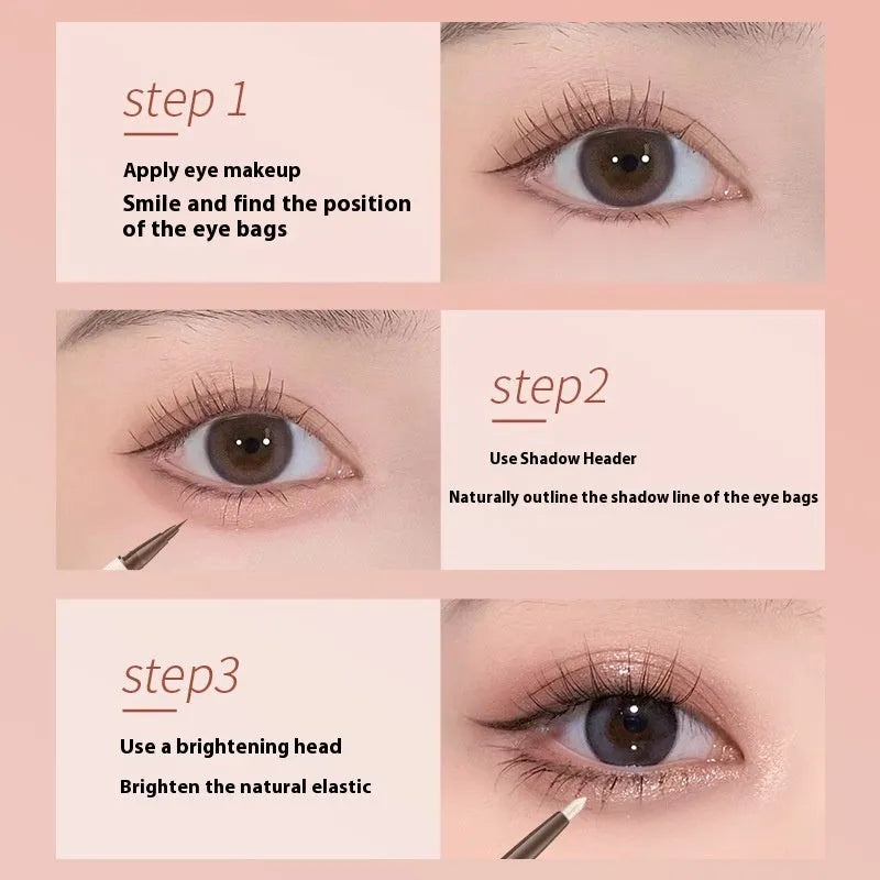 Double-headed liquid eyeliner pen with pearlescent star eyes design in floating platinum and nude apricot colours