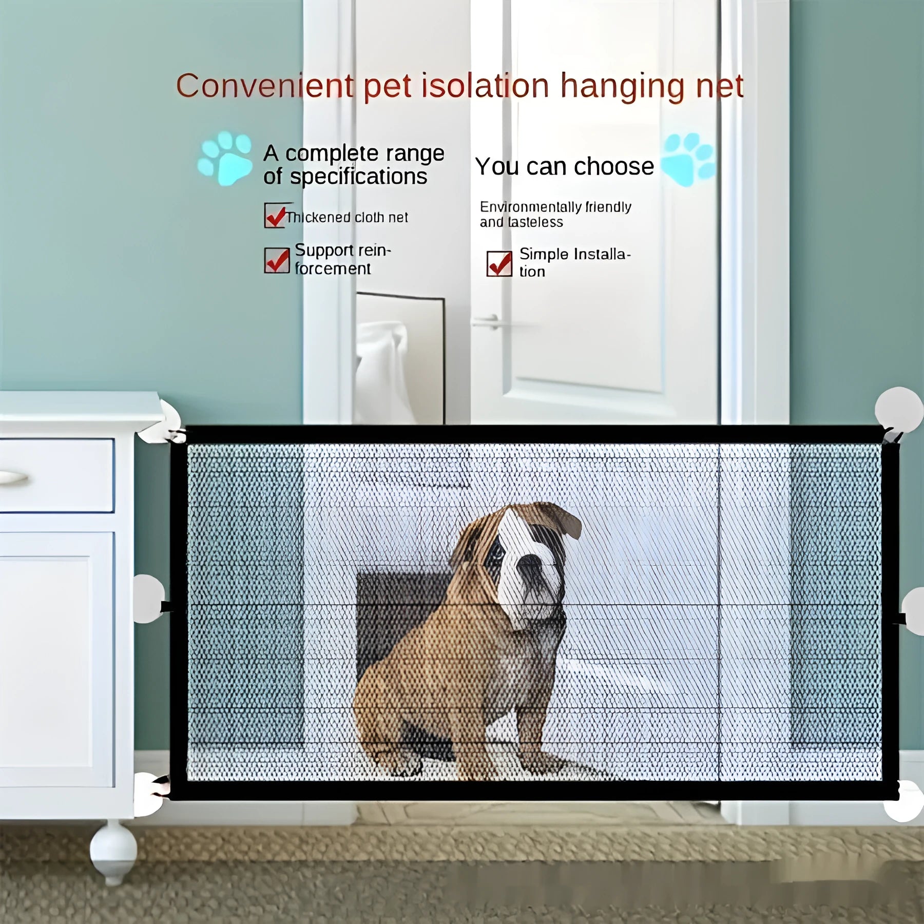 Black pet isolation hole-free net made of polyester and Oxford cloth, small size 110x72cm, for indoor and outdoor safety barrier