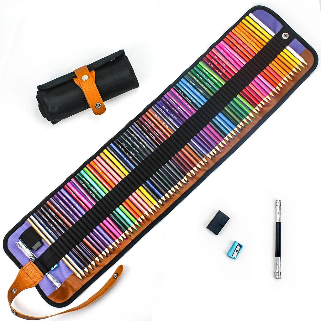 50 wooden coloured pencils in basswood construction with protective storage case for oil pastel artwork