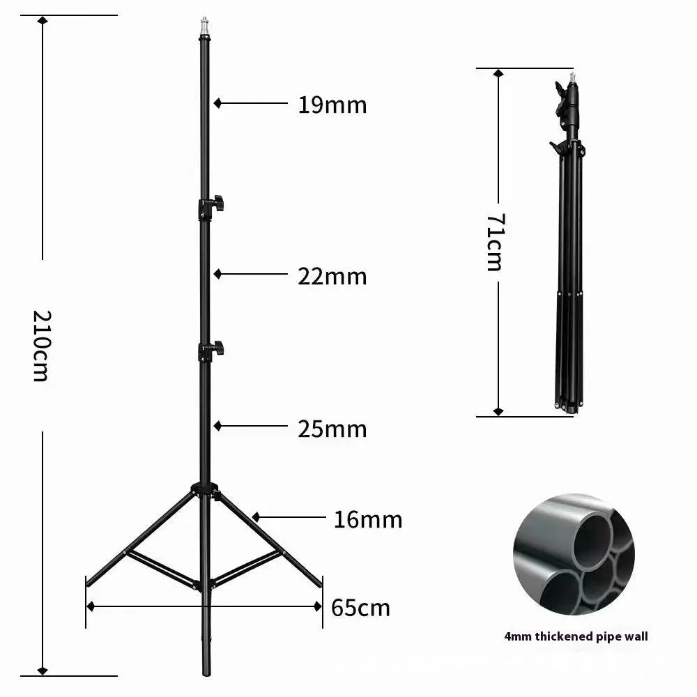 Floor tripod light stand with frosted legs and mobile phone holder mounted