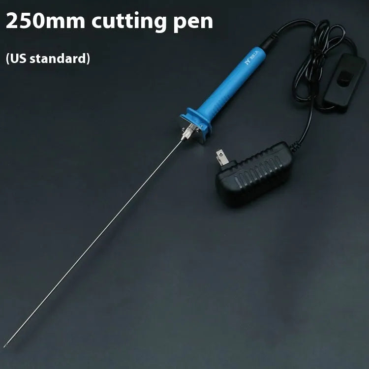 Blue plastic-handled electric heating cutter pen with a metal thermocutting blade.