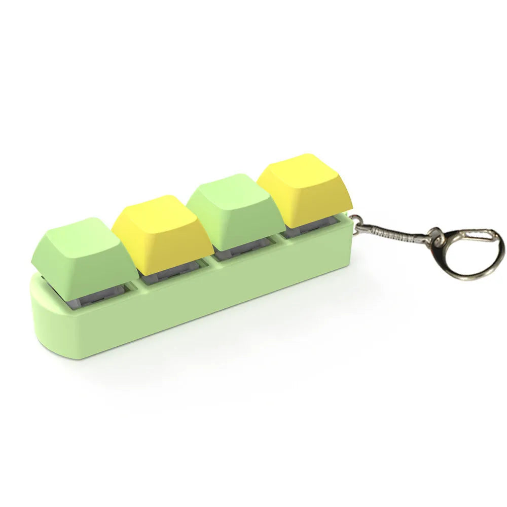 Mechanical keyboard switch tester with four test positions showing transparent bottom shell
