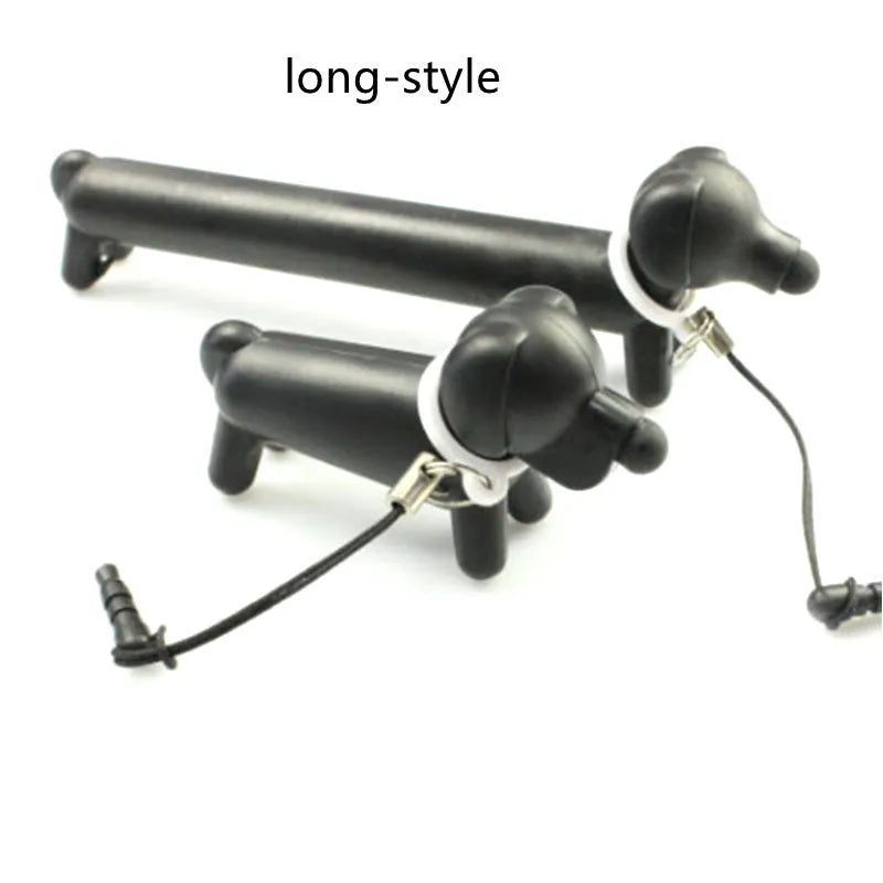 Black dog-shaped touch screen stylus showing phone holder conversion and length adjustment