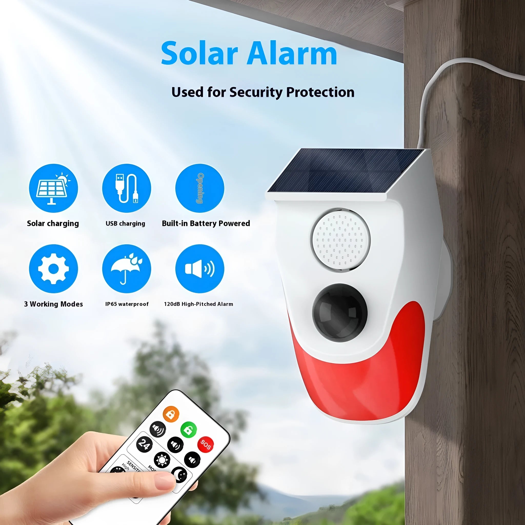 Solar Infrared Alarm Animal Drive Warning Indicator CT90 series with 110 degree detection angle and wireless remote control