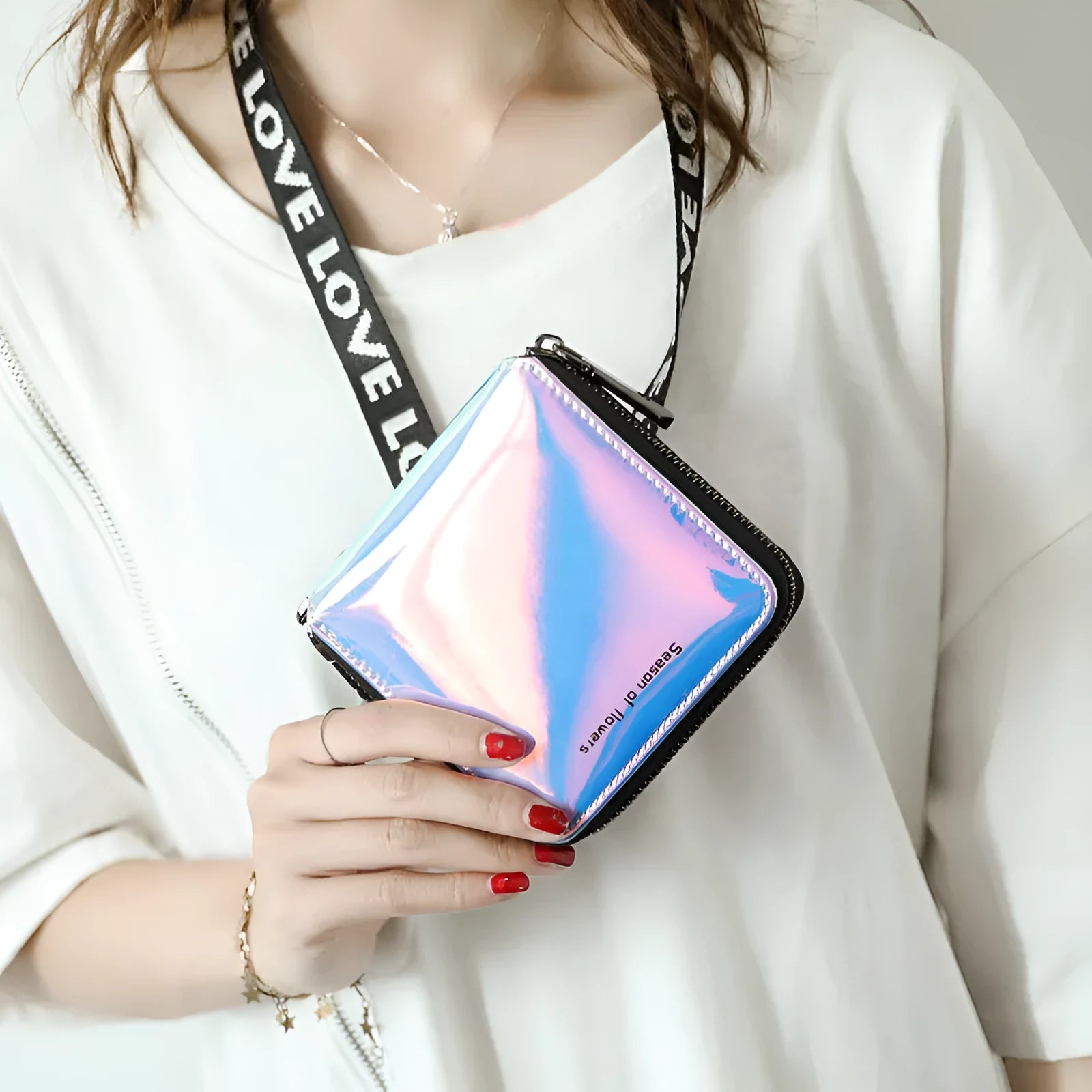Women's short folding wallet Korean style PU leather 11cm dimensions