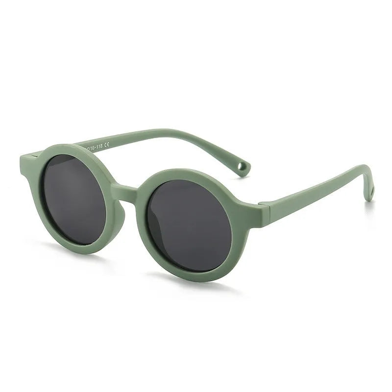 Children's round frame polarised sunglasses with UV400 protection for 0-3 year olds in various colours