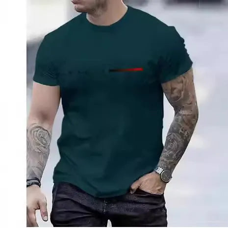 Men's slim fit printed polyester mesh top with short sleeves in various colours