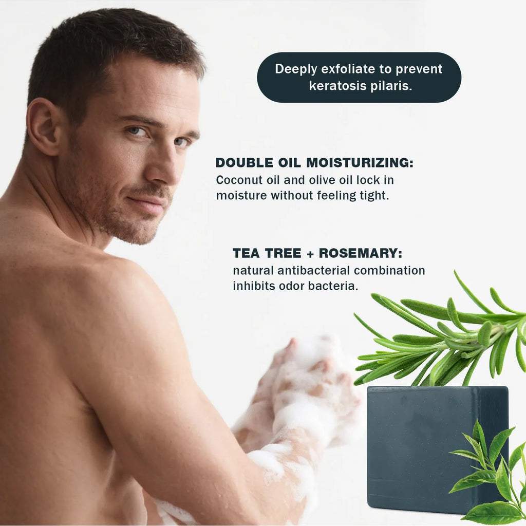 Men's natural soap bar 141g with lasting fragrance for face and body, 62.5x29x70 mm