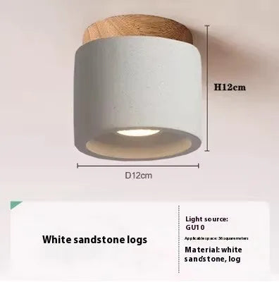 Cement Japanese-style log silent corridor ceiling lamp in White Sandstone colour for restaurant use