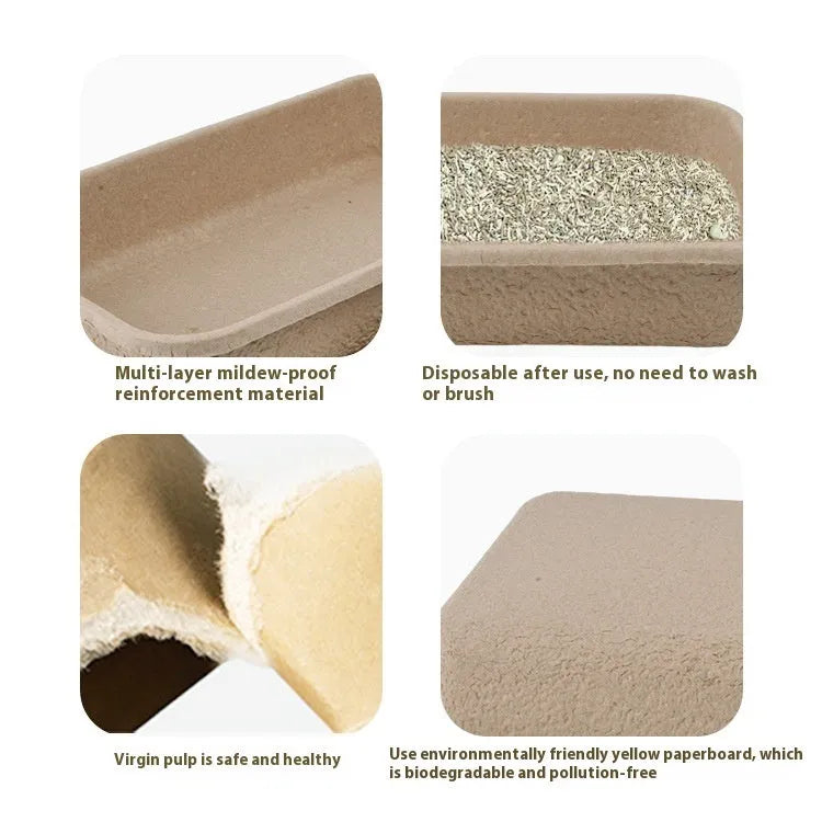 Brown disposable waterproof cat litter box with biodegradable environmentally friendly design
