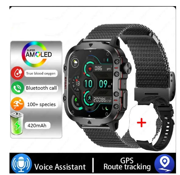 QX11 Smart Bluetooth Watch with TFT screen on a wrist, showing heart rate data.