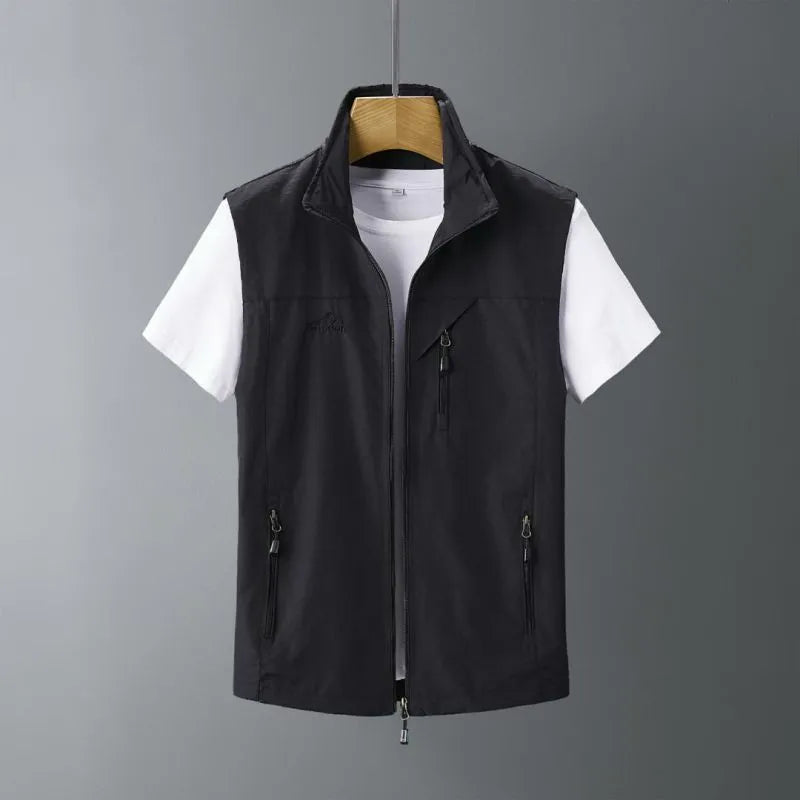 Men's hooded rabbit fur vest in slim fit for outdoor casual wear