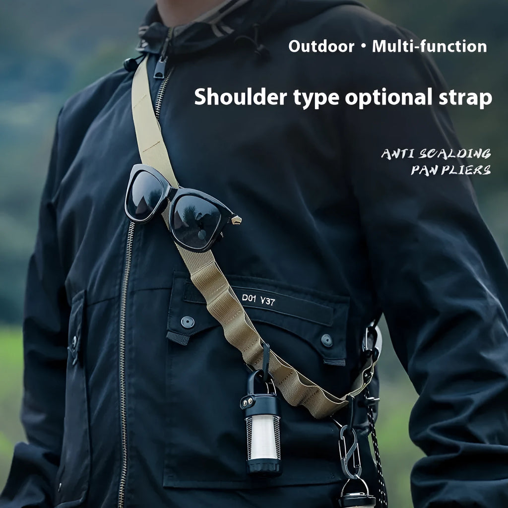 Black or khaki 130cm heavy-duty polyester outdoor storage belt for multifunctional hanging and organisation