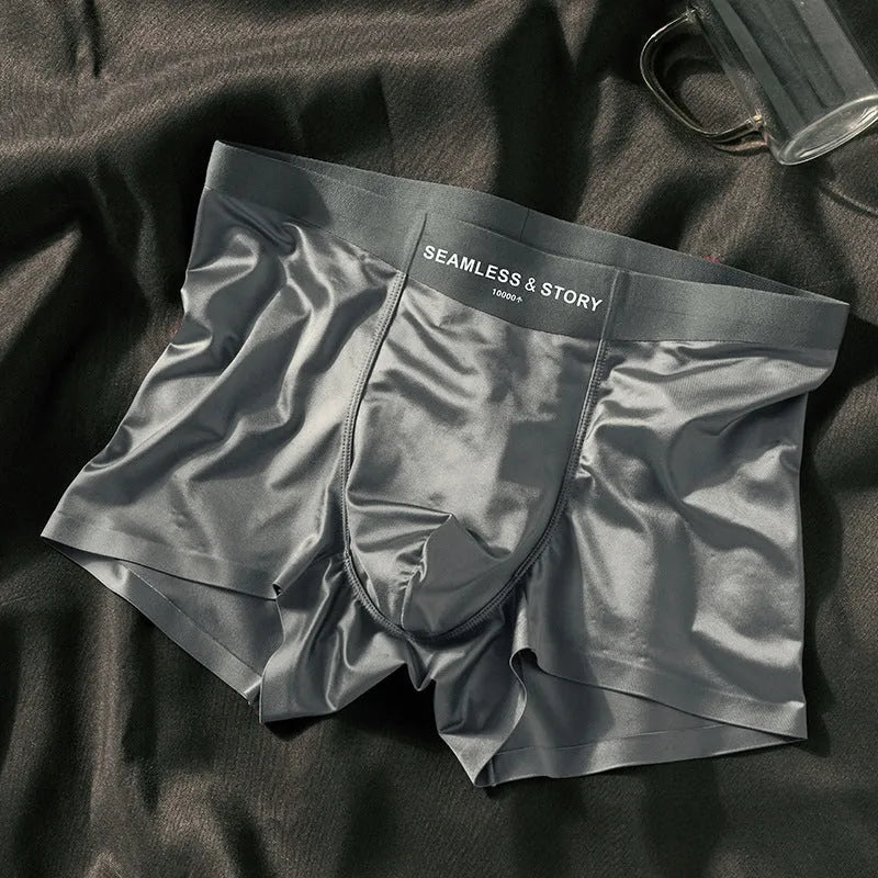 Men's Ice Silk underwear in mid waist design showing solid colour options