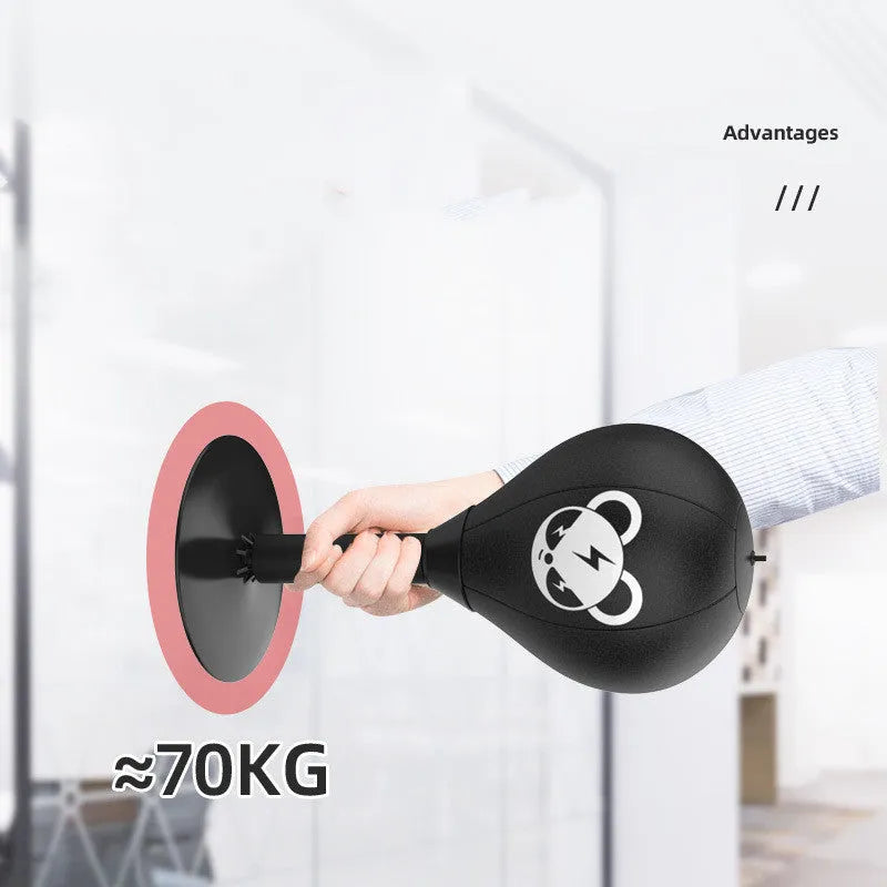 Tabletop boxing speed ball with inflatable sphere on suction cup base, optional boxing gloves