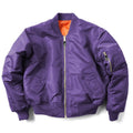 Men's army green cotton-padded pilot jacket with double-sided nylon construction on a hanger.