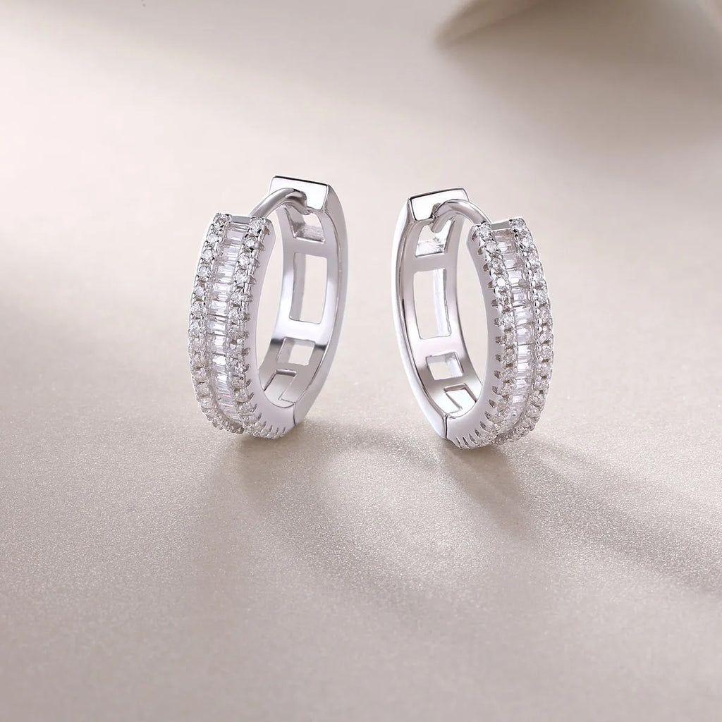 Moissanite stud earrings in S925 silver with platinum plating, 4g pair, gold, platinum or rose gold, gift box
