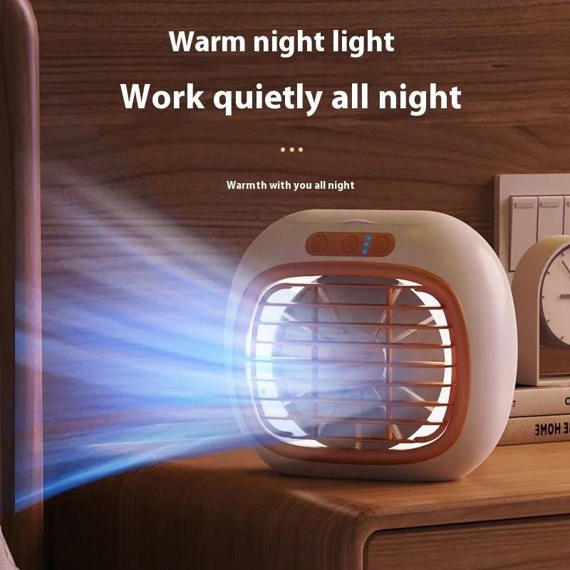 Mini USB air conditioner fan with spray function in Rose Gold or Silver, three speed gears, for household small area use