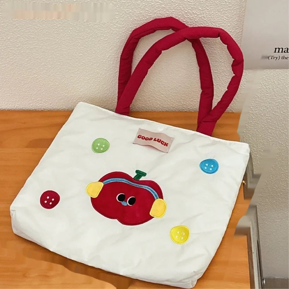 Cartoon kitten print canvas handbag measuring 30x36x24cm in multiple colour options