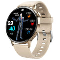 F67S smart watch with red light blood oxygen and glucose monitoring in black leather strap