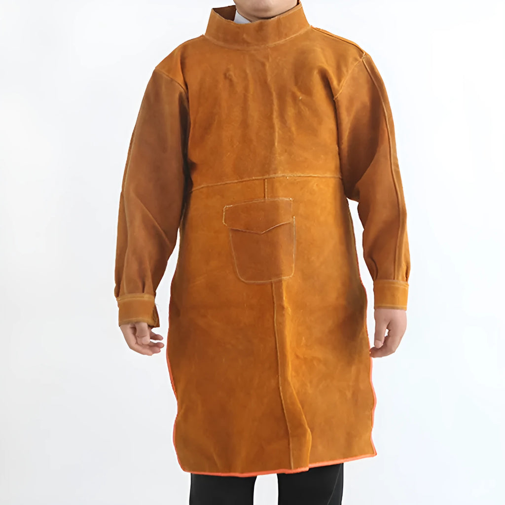 Yellow cowhide one-piece welding bib for electric welding, size 105 M, welder's protective workwear