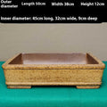 Straight-sided rectangular Yixing Zisha flowerpot in natural purple sand clay, shallow profile for plants.