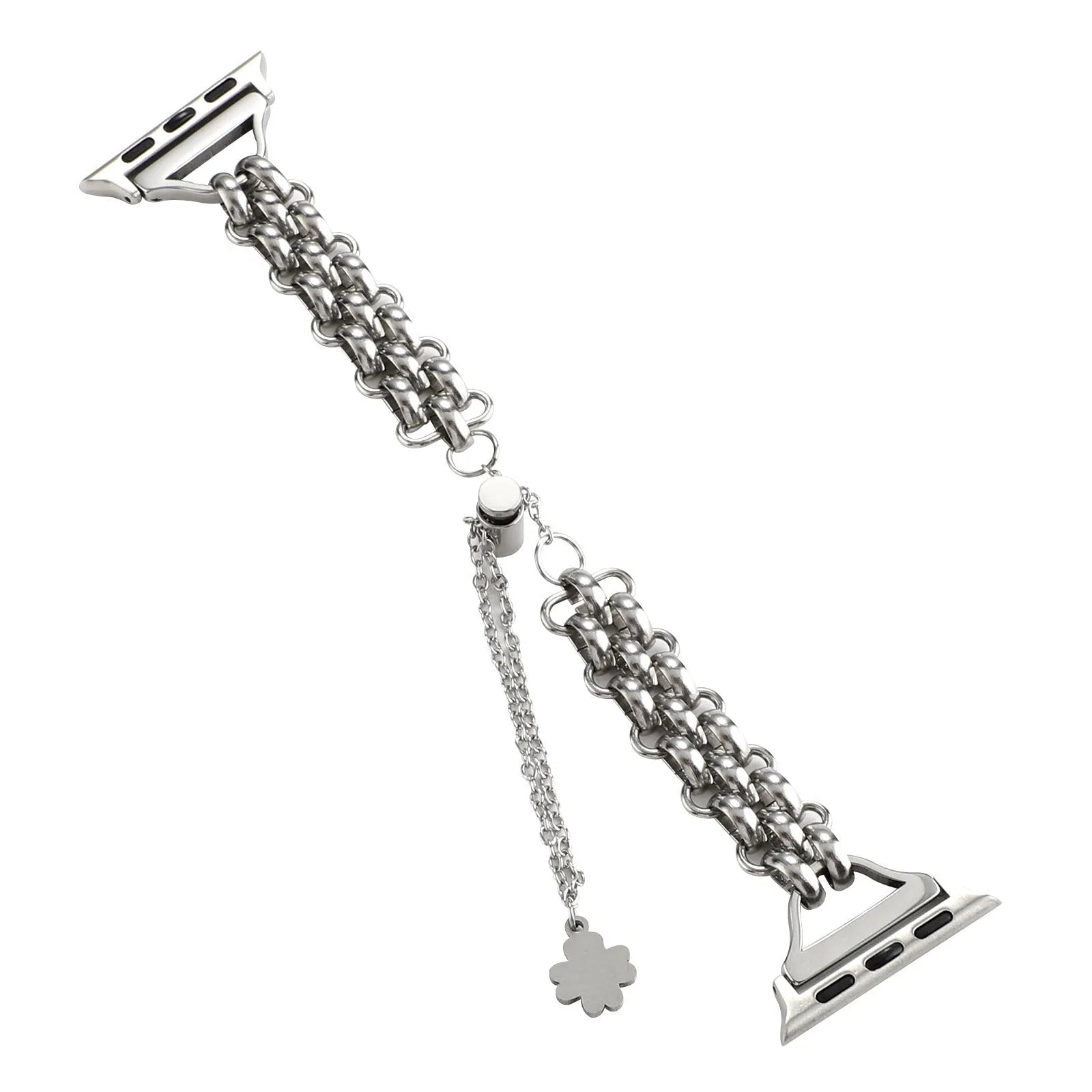 Stainless steel double row chain watch band for Apple Watch in silver colour