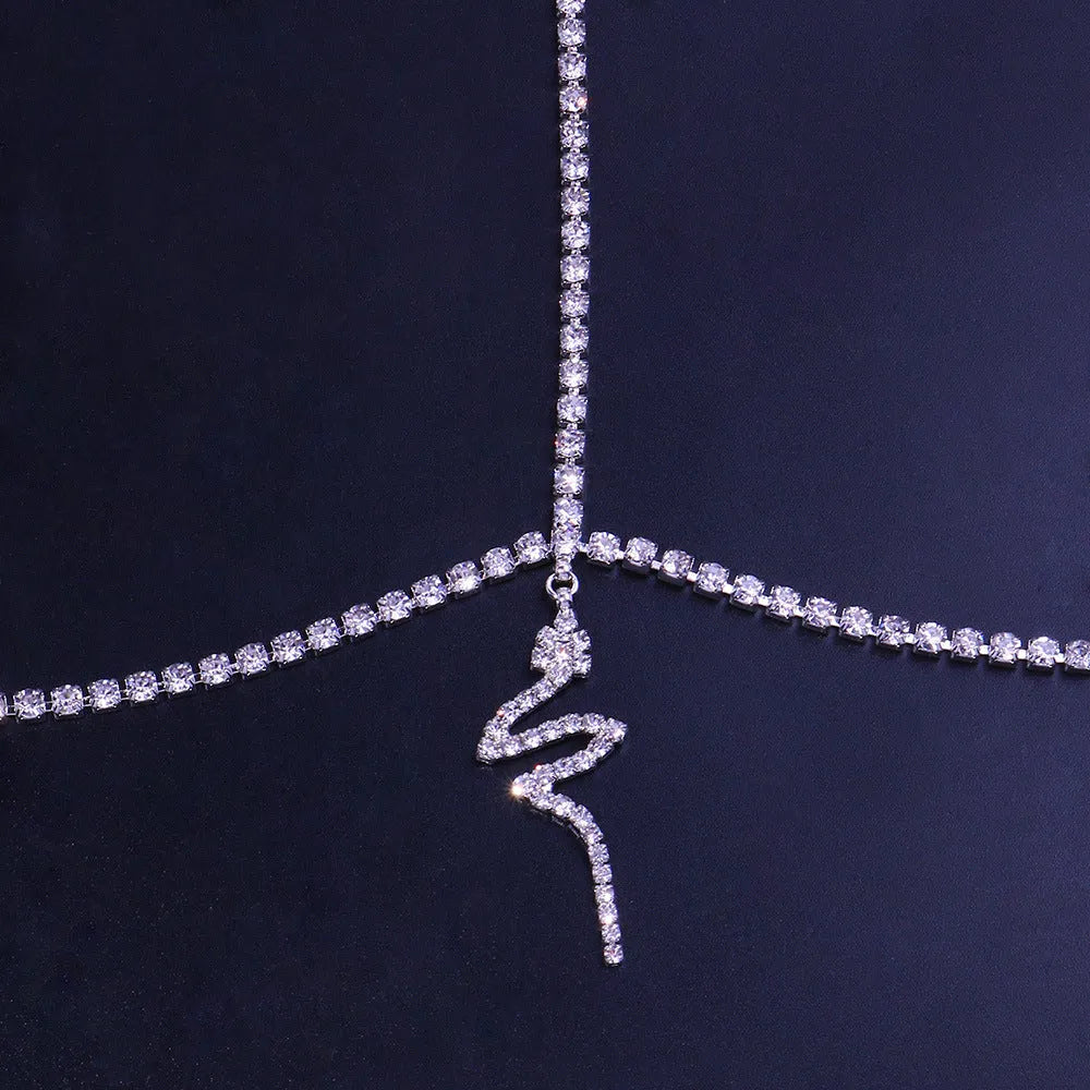 Rhinestone women's anklet with geometric design in gold and silver colour options