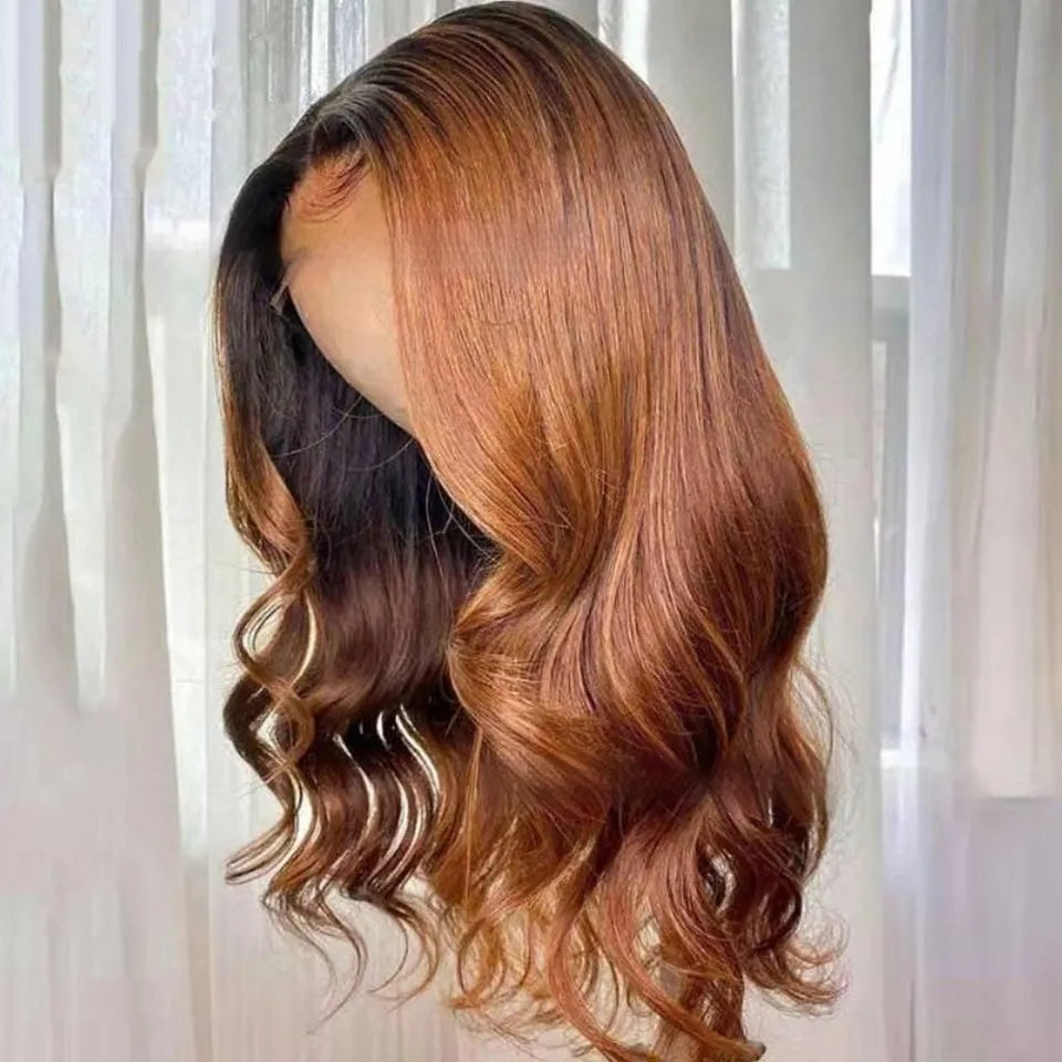 Real human hair lace front wig with gradient colour and pre-plucked hairline
