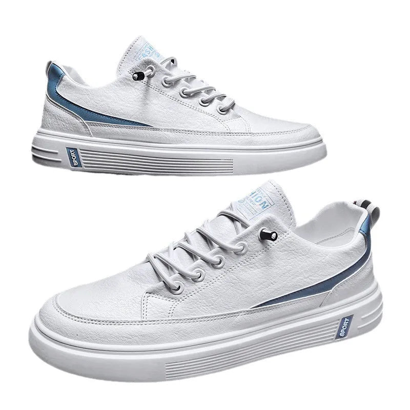 Men's low-top microfiber casual sneakers with rubber sole, elastic band, white or green, sizes 39-44
