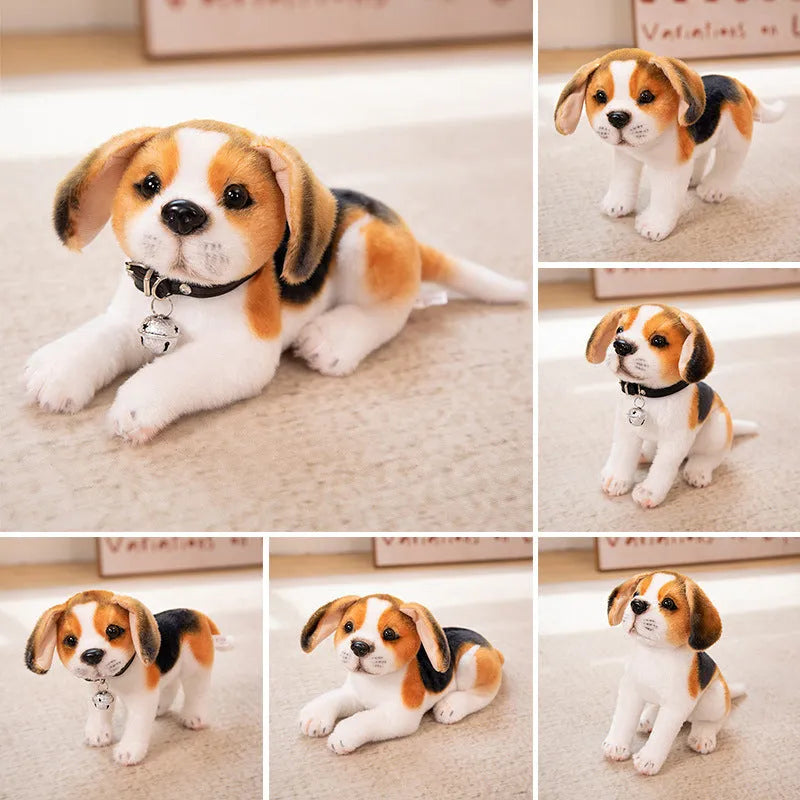 Simulation puppy plush doll in husky, spotty dog, Akita or Beagle design, 25cm or 32cm, lying sitting or standing