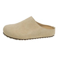 Korean style square toe flat slippers in apricot colour with microfiber upper.