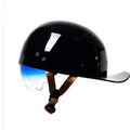 Men's retro half-shell bicycle helmet in bright black gradient blue colour with matching lens.