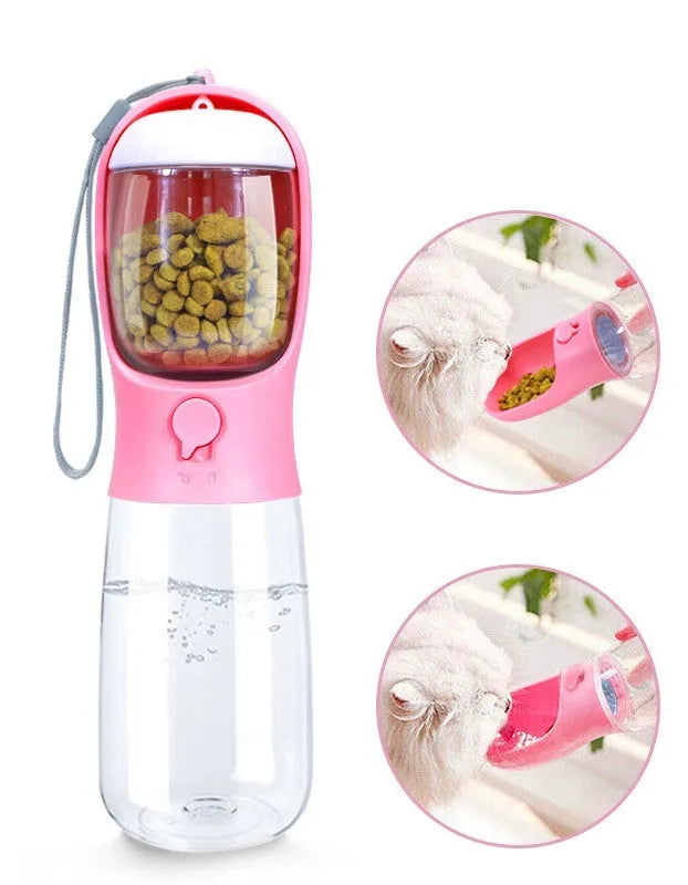 Cat and dog outdoor portable brigade kettle water cup in milk white – 550ml detachable dual-purpose plastic pet cup