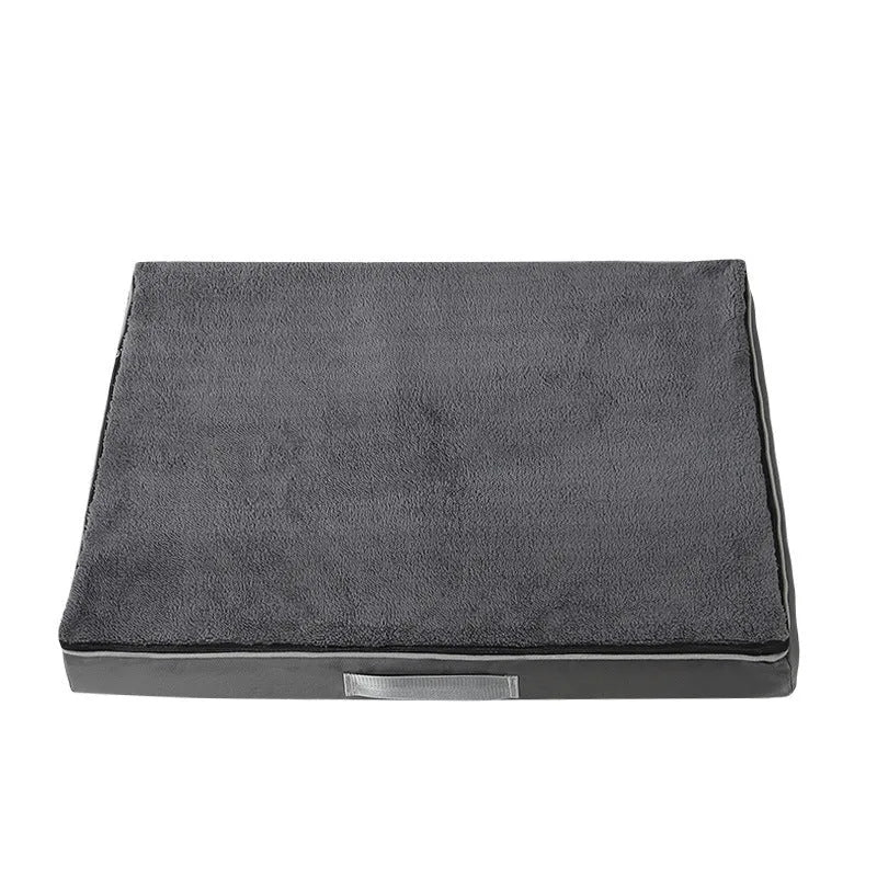 Brown removable washable memory sponge dog mat measuring 100x75x10cm on a wooden floor
