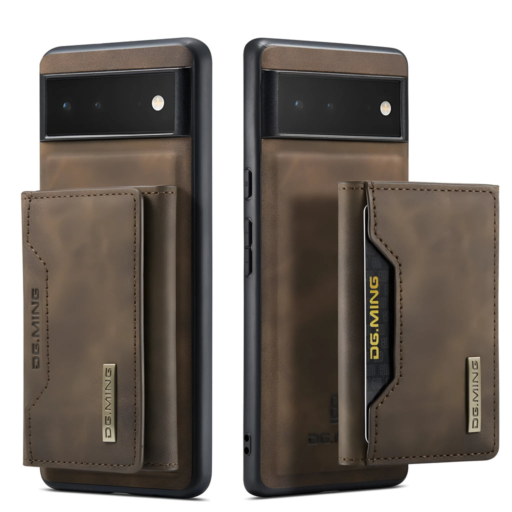 Magnetic card holder leather phone case for Google Pixel, hand-woven, multiple colours