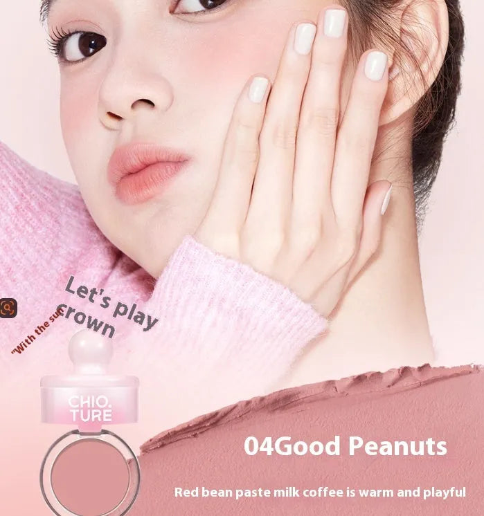 Can powder blush mud compact in nude shimmer shades with swelling contractive colour technology