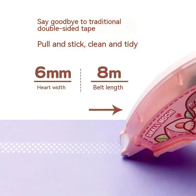 Cute plastic dotting glue in peach juice colour on a card, part of a five-colour traceless adhesive set.
