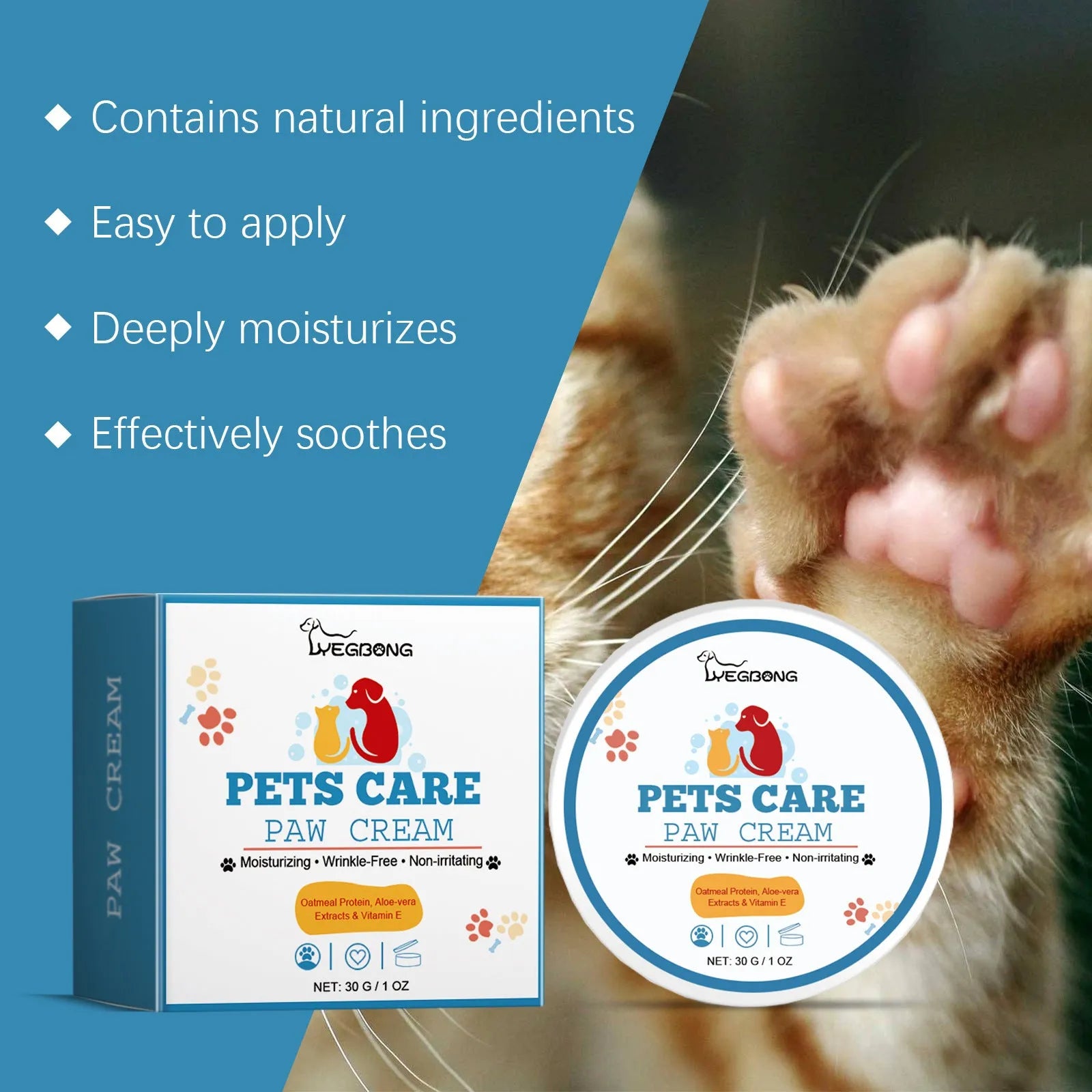 Pet Paw Care Cream deep moisturising 30g tube for dogs with aloe extract and vitamin E