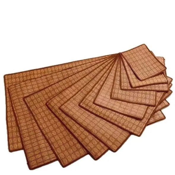 Brown rattan fibre dog cooling mat in six size options for summer use