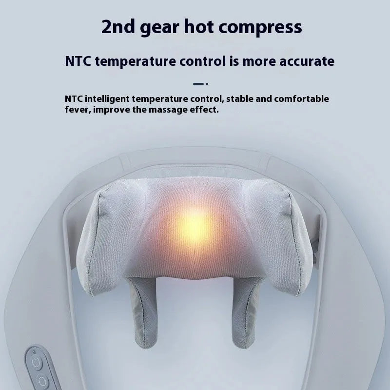 Grey elastic fabric multifunctional neck back waist massager with USB cable