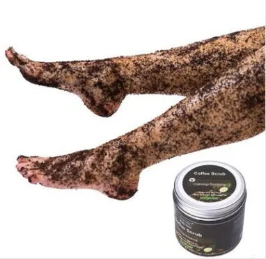 Coconut Oil Coffee Scrub Exfoliating Deep Cleansing Granules in a bowl with coffee grounds and coconut oil